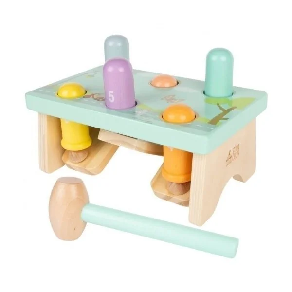 Jeu banc à taper à système de bascule avec marteau Montessori 