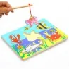 Puzzle pêche magnétique en bois avec canne à pêche