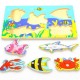 Puzzle pêche magnétique en bois avec canne à pêche