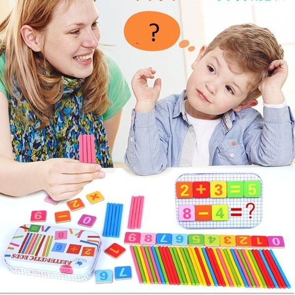 Coffret mathématiques de chiffres cartonnés et bâtonnets Montessori 