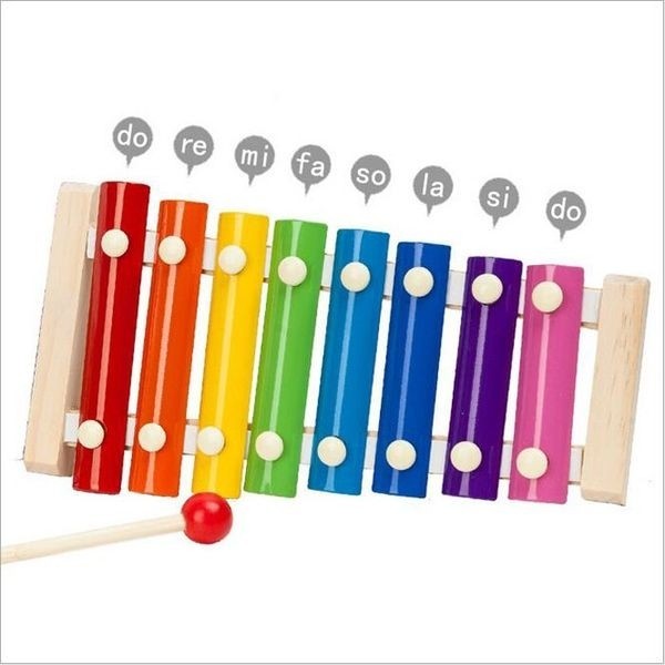 Goki - Mini-xylophone 5 lames bois coloré 4 tons - Jouet musical - Eveil  musical