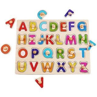 Puzzle lettres de l’alphabet en bois avec poignées